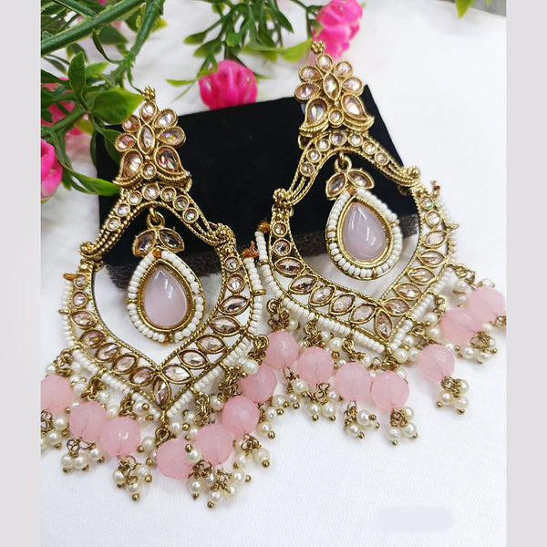 Exotica Collection Gold Plated Crystal And Pearl  Dangler Earrings