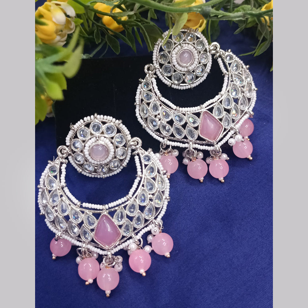 Exotica Collection Silver Plated Crystal And Pearl  Dangler Earrings