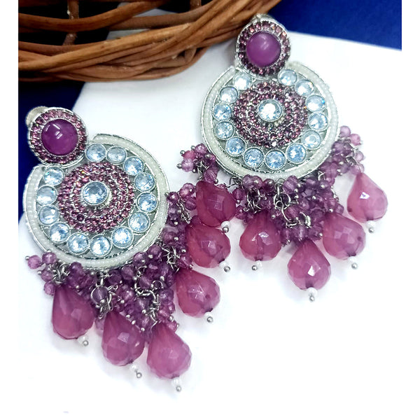 Exotica Collection Silver Plated Crystal And Pearl  Dangler Earrings
