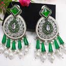 Exotica Collection Silver Plated Crystal And Pearl  Dangler Earrings