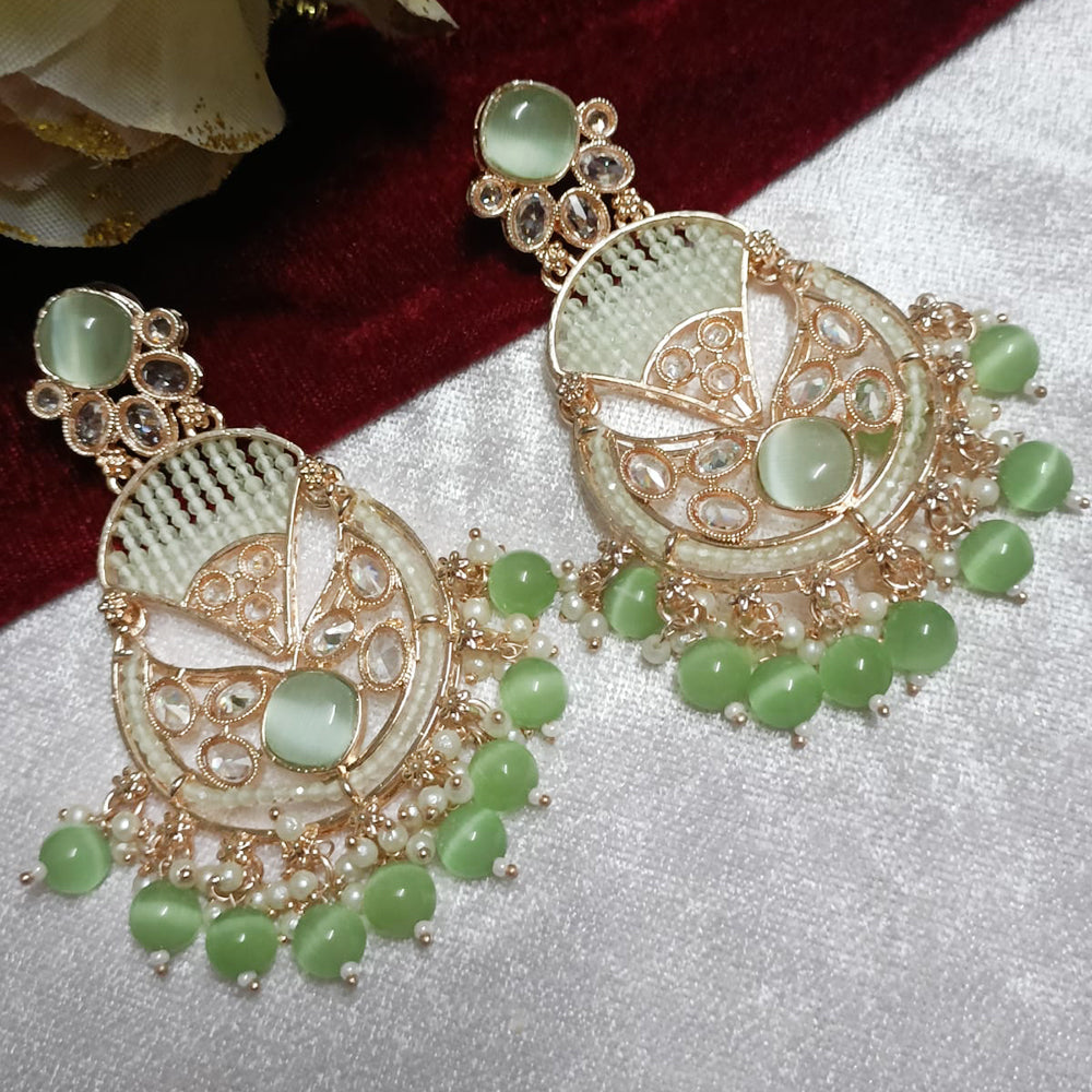 Exotica Collection Rose Gold  Plated Crystal And Pearl  Dangler Earrings