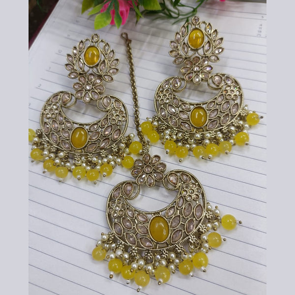 Exotica Collection Gold Plated Crystal Stone Earring With Mangtikka