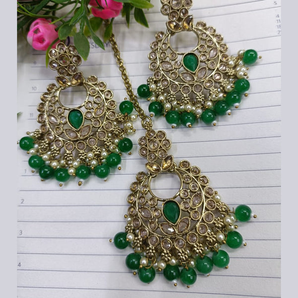 Exotica Collection Gold Plated Crystal Stone Earring With Mangtikka