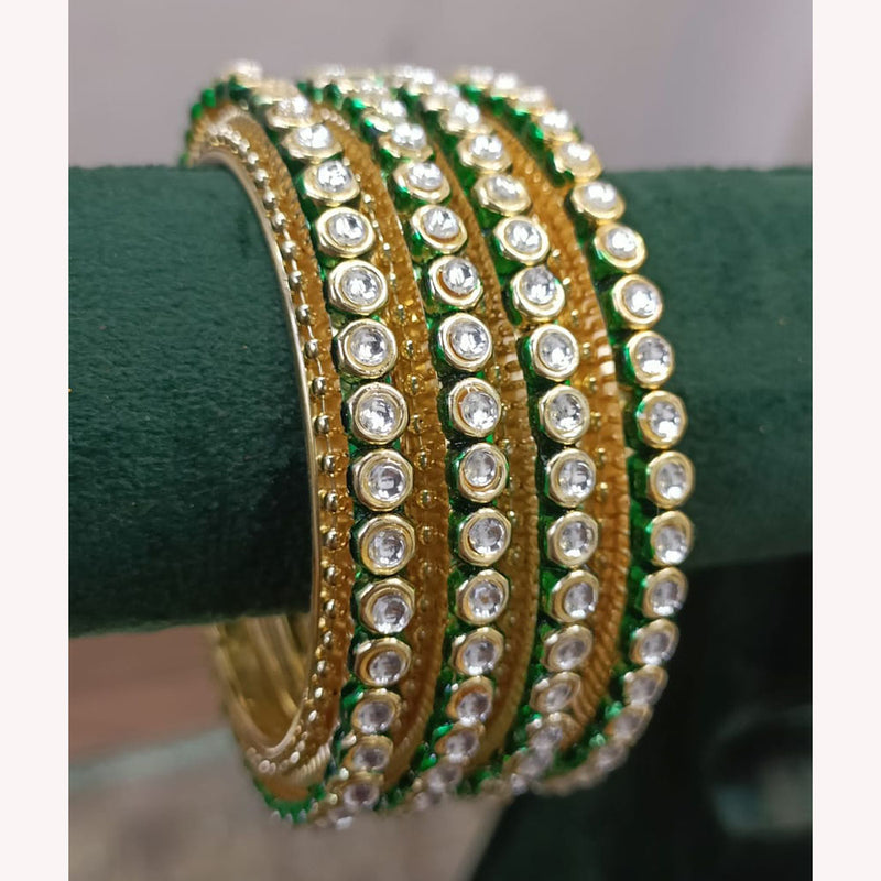 Exotica Collection Gold Plated Kundan Stone Bangles Set