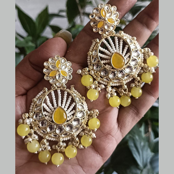 Exotica Collection Gold Plated Polki Kundan And Pearls Dangler Earrings