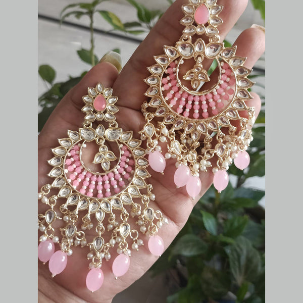 Exotica Collection Gold Plated Polki Kundan And Pearls Dangler Earrings