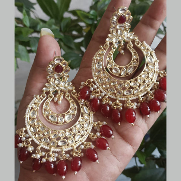 Exotica Collection Gold Plated Polki Kundan And Pearls Dangler Earrings