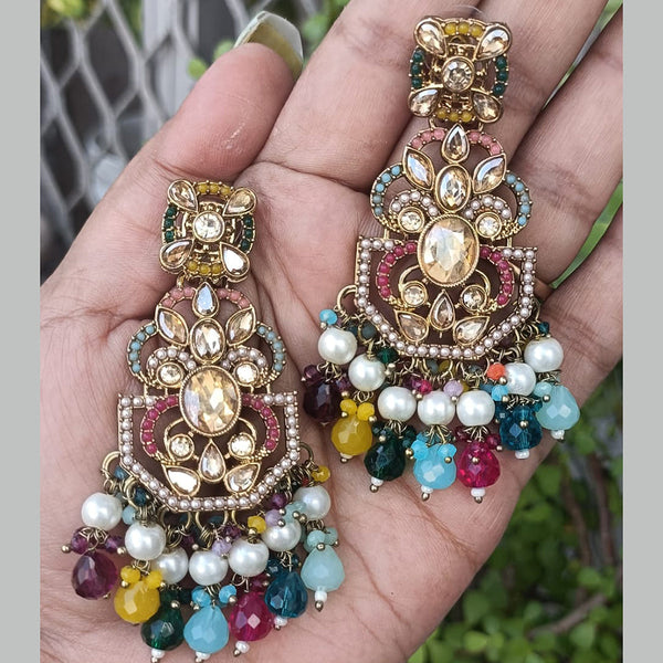 Exotica Collection Gold Plated Crystal And Pearls Dangler Earrings