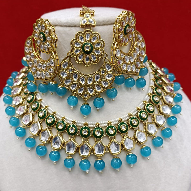 Exotica Collection Gold Plated Kundan Stone And Beads Necklace Set