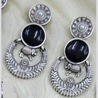 Exotica Collection Oxidised Plated Pota Stone Dangler Earrings