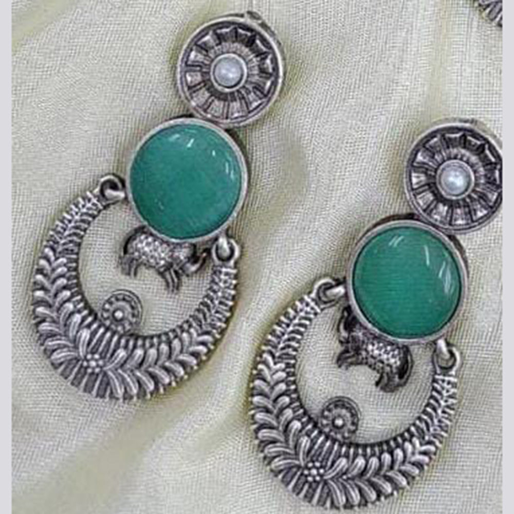 Exotica Collection Oxidised Plated Pota Stone Dangler Earrings