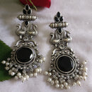 Exotica Collection  Designer Oxidised Dangler Earrings Black Pota Stone & Pearl Elegance