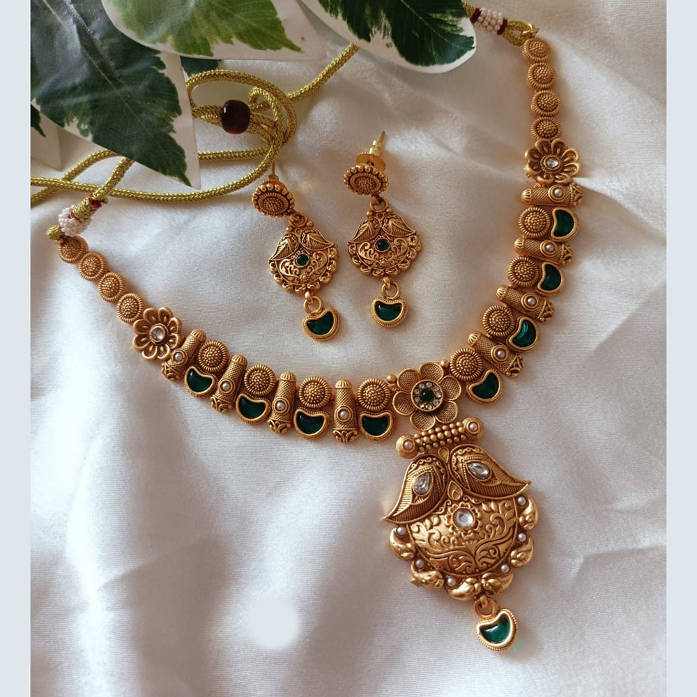 Exotica Collection Gold Plated Pota And Crystal Stone Necklace Set