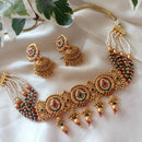Exotica Collection Gold Plated Pota Stone And Pearl Necklace Set