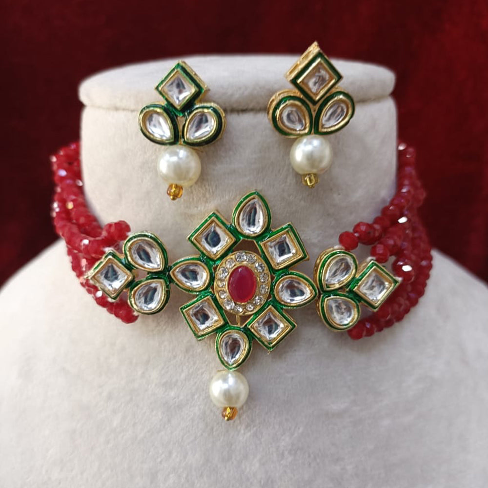 Exotica Collection Royal Kundan Stone And Pearl Choker Necklace Set