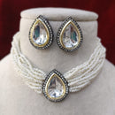 Exotica Collection Dual-Tone Crystal And Austrian Stone Pearl Choker Necklace Set