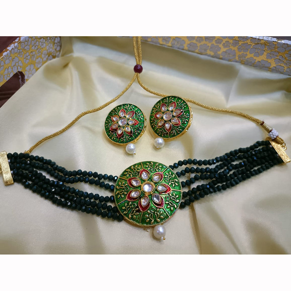 Exotica Collection Fancy Kundan And Meenakari Stone Necklace Set