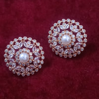 Exotica Collection Crystal Austrian Stone And Pearl Partywear Stud Earrings