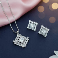 Exotica Collection Lightweight Sparkling Crystal Stone Chain Pendant Set