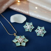 Exotica Collection Lightweight Sparkling Crystal Stone Chain Pendant Set