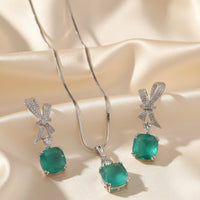 Exotica Collection Lightweight Sparkling Crystal Stone Chain Pendant Set