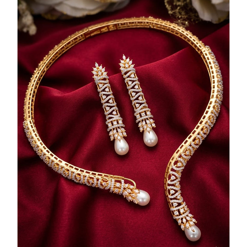 Exotica Collection Classic Shine Austrian Stone And Pearl Necklace Set