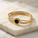Exotica Collection Stainless Steel Black Stone Openable Bracelet