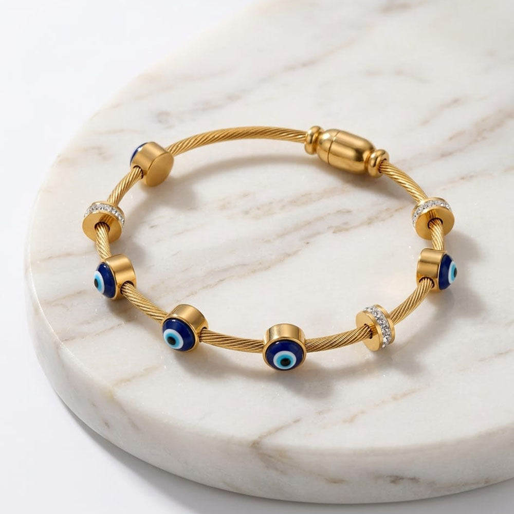 Exotica Collection Evil Eye Beaded Unisex Nazariya Openable Bracelet 