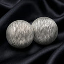 Exotica Collection Designer Textured Silver Tone Round Stud Earrings