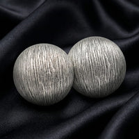 Exotica Collection Designer Textured Silver Tone Round Stud Earrings