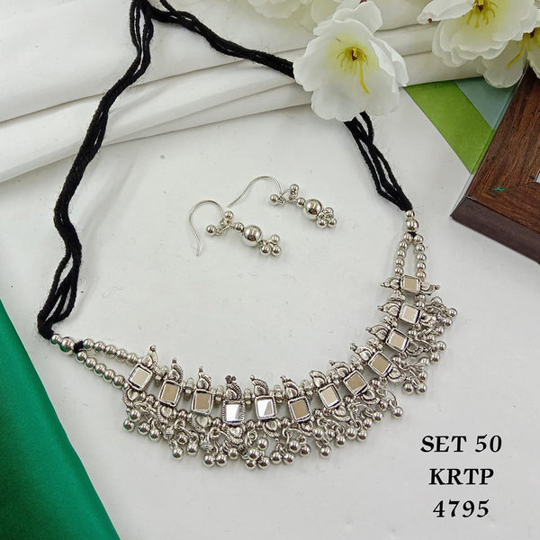 S. P Jewellery Oxidised Plated Mirror Necklace Set