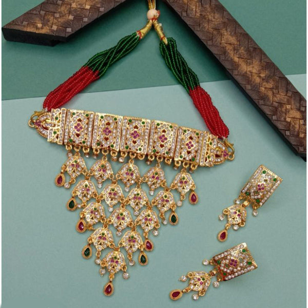 SP Jewellery Gold Plated Austrian  Stone Choker Necklace Set