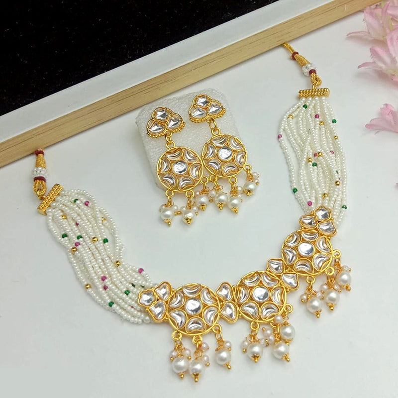 SP Jewellery Gold Plated Kundan And Pearl Choker Necklace Set