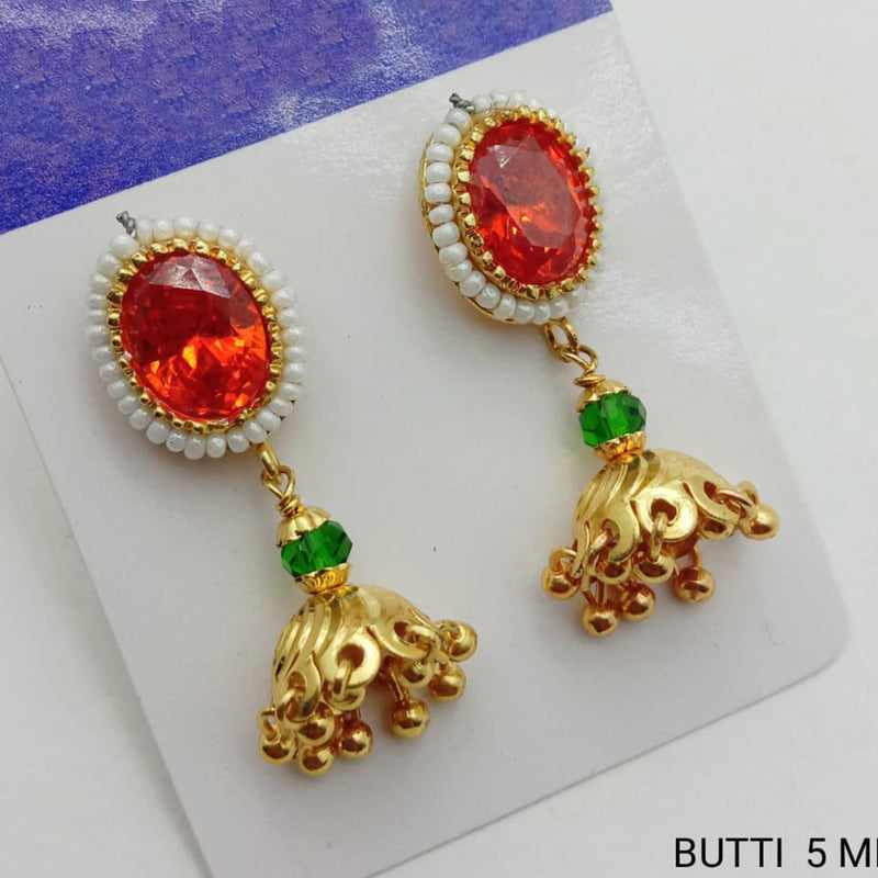 SP Jewellery Gold Plated Crystal Stone Jhumki Earrings