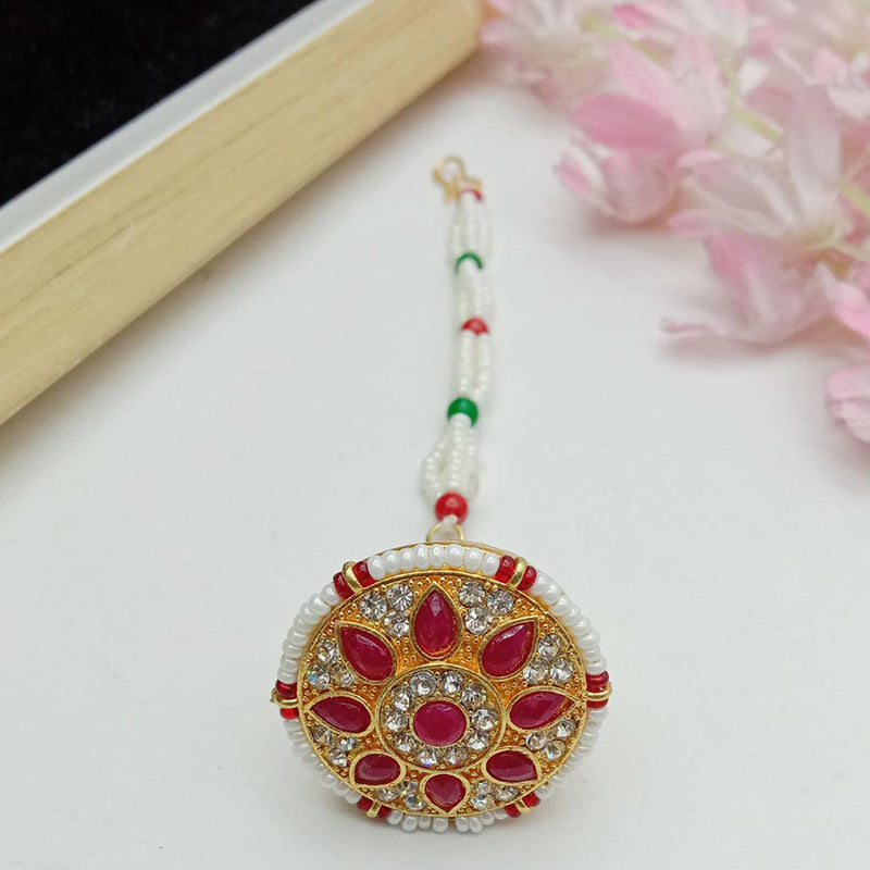 SP Jewellery Gold Plated Kundan Stone Maangtikka