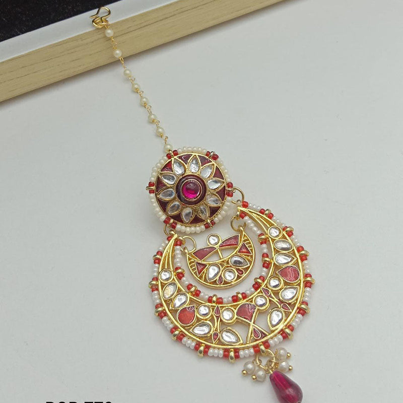 SP Jewellery Gold Plated Kundan Stone Maangtikka