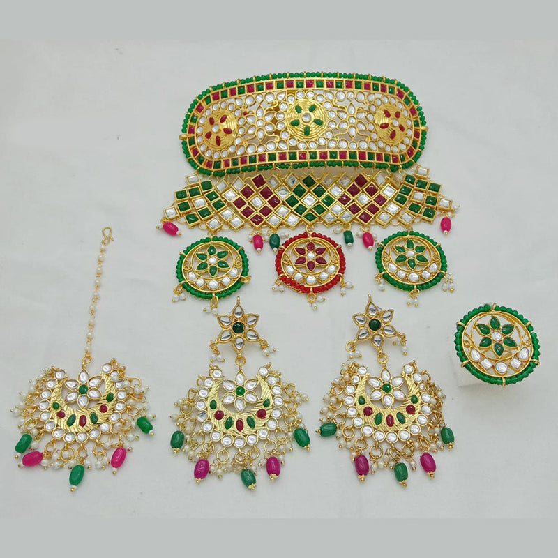 SP Jewellery Gold Plated Kundan Stone Necklace Set