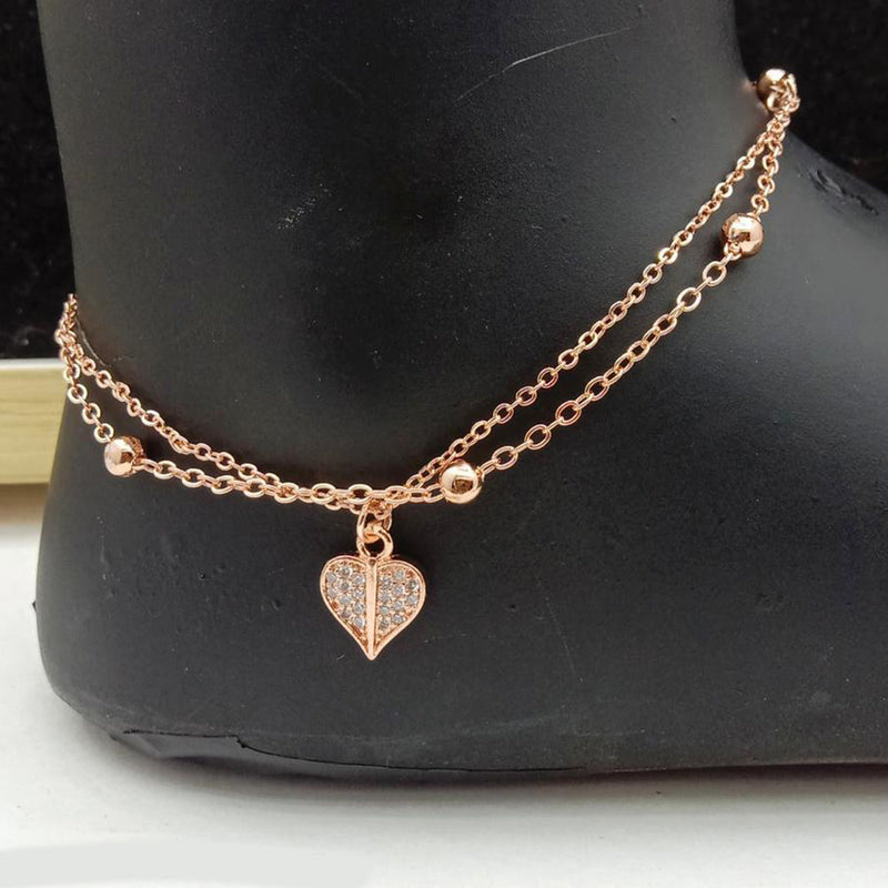 SP Jewellery Rose Gold Plated Austrian Stone Payal / Anklet