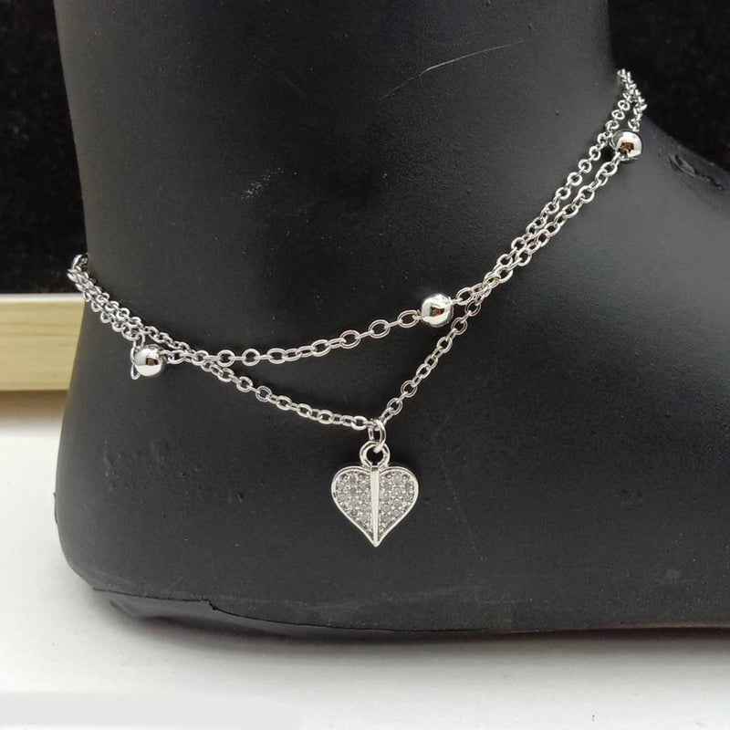 SP Jewellery Silver Plated Austrian Stone Payal / Anklet