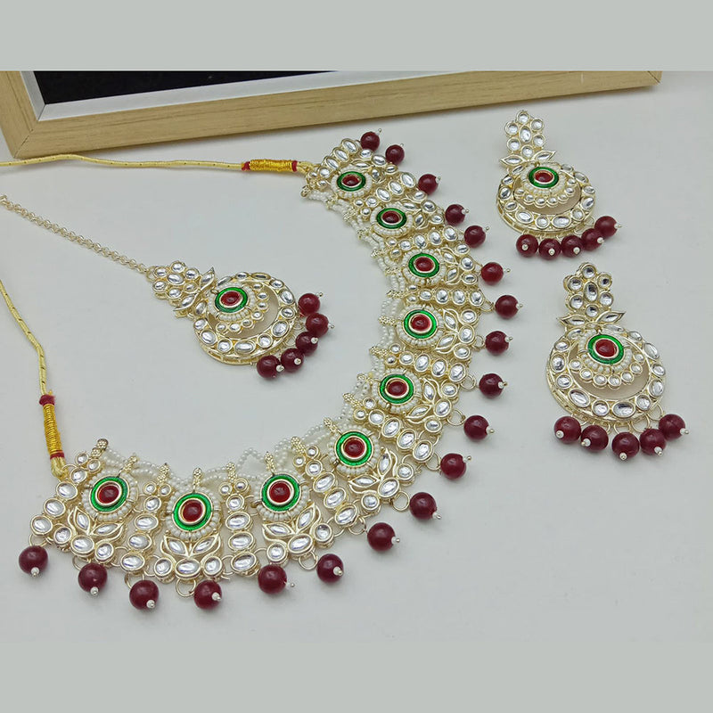 SP Jewellery Gold Plated Kundan Stone Necklace Set