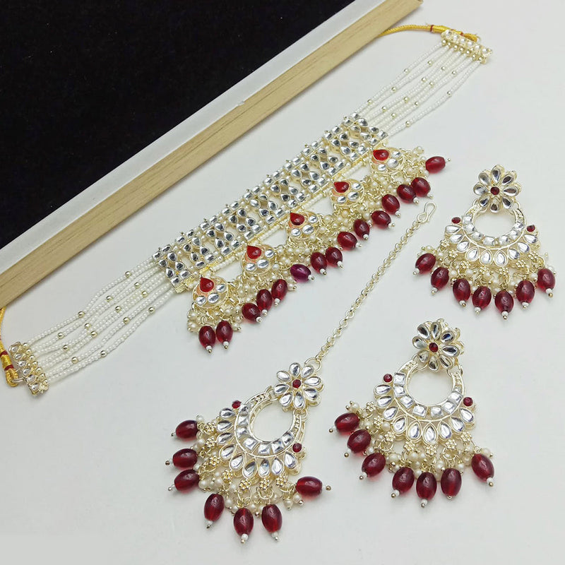 SP Jewellery Gold Plated Kundan Stone Necklace Set