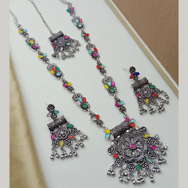 SP Jewellery Oxidised Plated Pota Stone Necklace Set