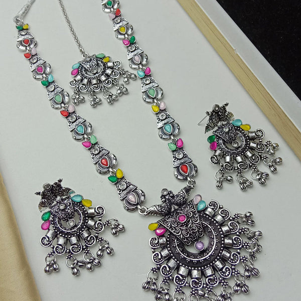 SP Jewellery Oxidised Plated Pota Stone Necklace Set