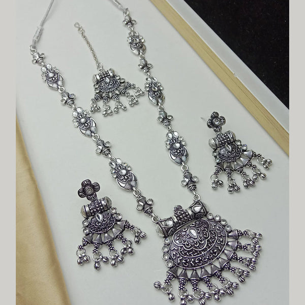 SP Jewellery Oxidised Plated Kundan Stone Necklace Set