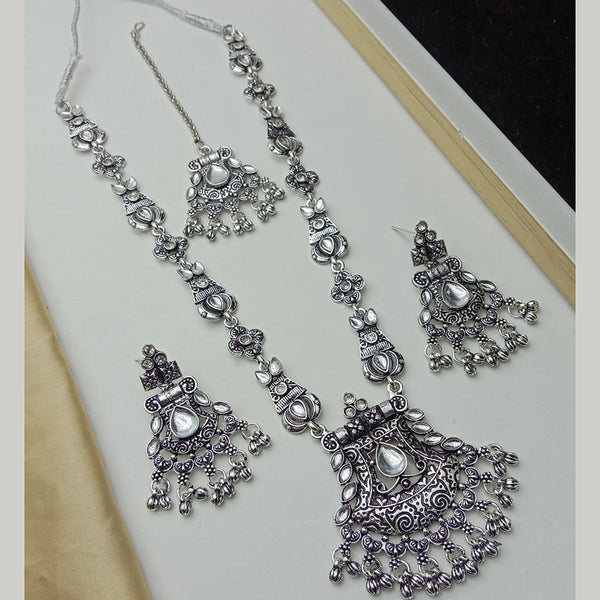 SP Jewellery Oxidised Plated Kundan Stone Necklace Set