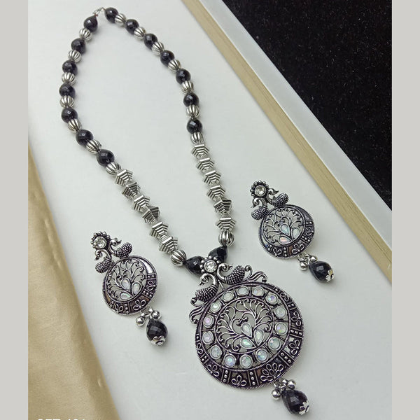 SP Jewellery Oxidised Plated Crystal Stone Necklace Set