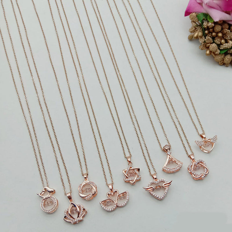 SP Jewellery Rose Gold Plated Chain Pendant (Assorted Design)