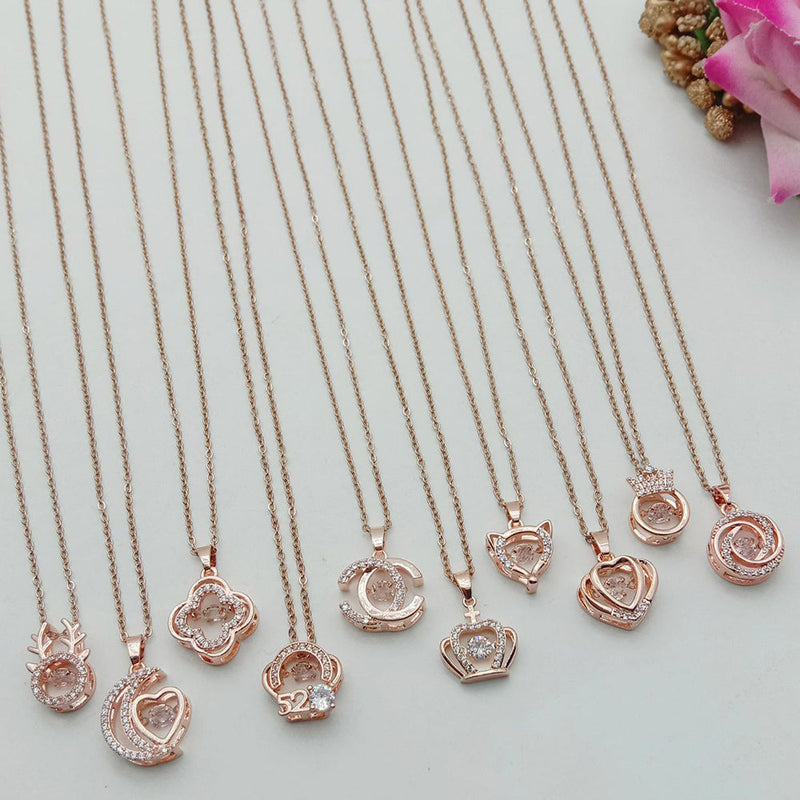 SP Jewellery Rose Gold Plated Chain Pendant (Assorted Design)