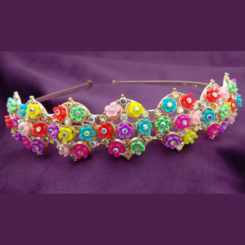 SP Jewellery Gold Plated Multi Color Flower Hair Band