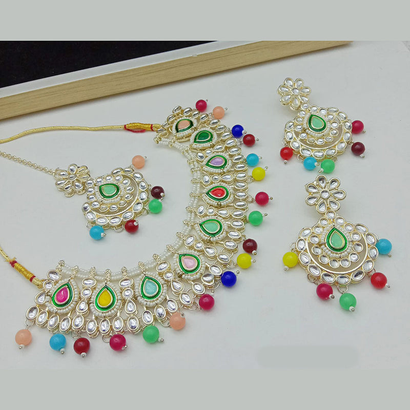 SP Jewellery Gold Plated Kundan Stone Necklace Set